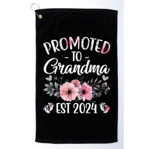 Floral Promoted To Grandma Est. 2024 Grandparents Baby Announcement Platinum Collection Golf Towel