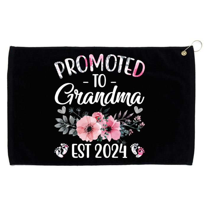 Floral Promoted To Grandma Est. 2024 Grandparents Baby Announcement Grommeted Golf Towel