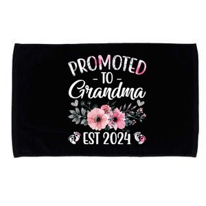 Floral Promoted To Grandma Est. 2024 Grandparents Baby Announcement Microfiber Hand Towel