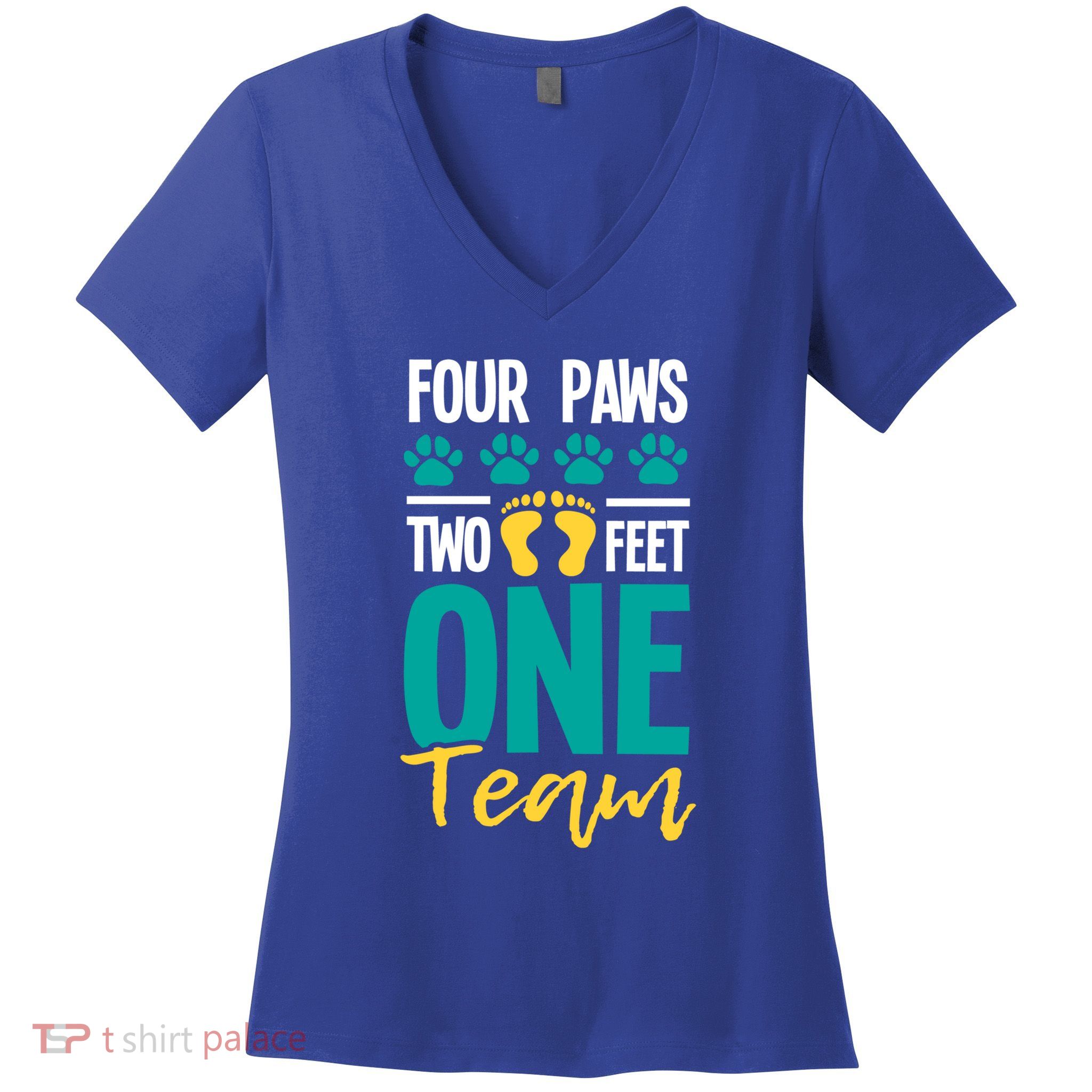 Four Paws Two Feet One Team Gift Puppy Lover Dog Trainer Gift Women's V-Neck T-Shirt