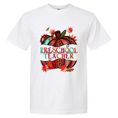 Fall Pumpkin Thankful Blessed Preschool Teacher Great Gift Garment-Dyed Heavyweight T-Shirt