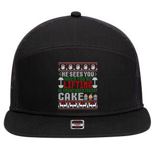 Funny Personal Trainer Christmas For Weightlifting And Cake Meaningful Gift 7 Panel Mesh Trucker Snapback Hat