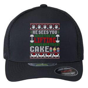 Funny Personal Trainer Christmas For Weightlifting And Cake Meaningful Gift Flexfit Unipanel Trucker Cap