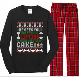 Funny Personal Trainer Christmas For Weightlifting And Cake Meaningful Gift Long Sleeve Pajama Set