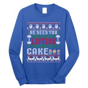 Funny Personal Trainer Christmas For Weightlifting And Cake Meaningful Gift Long Sleeve Shirt