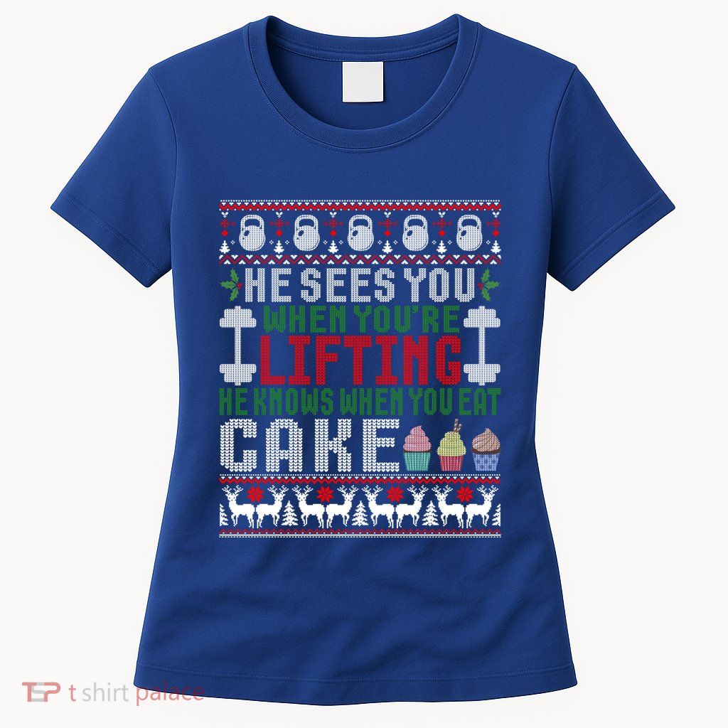 Funny Personal Trainer Christmas For Weightlifting And Cake Meaningful Gift Womens T-Shirt