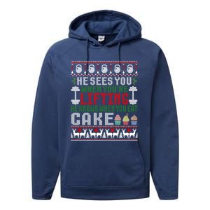 Funny Personal Trainer Christmas For Weightlifting And Cake Meaningful Gift Performance Fleece Hoodie