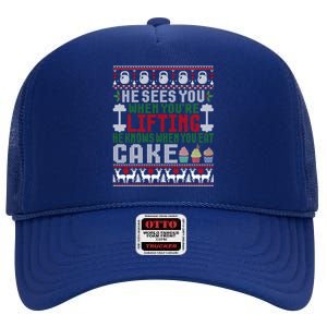 Funny Personal Trainer Christmas For Weightlifting And Cake Meaningful Gift High Crown Mesh Back Trucker Hat