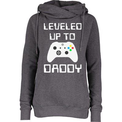 Funny Promoted To Daddy New Parent Gamer Leveled Up To Daddy Funny Gift Womens Funnel Neck Pullover Hood