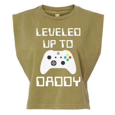 Funny Promoted To Daddy New Parent Gamer Leveled Up To Daddy Funny Gift Garment-Dyed Women's Muscle Tee