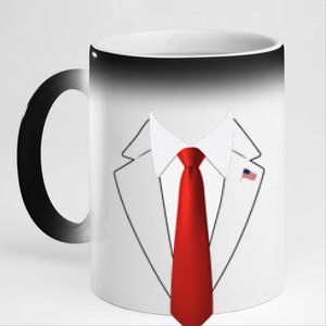 Funny President Trump Suit Lazy Halloween Costume Usa Flag Gift 11oz Black Color Changing Mug