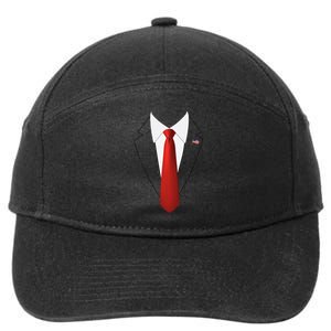 Funny President Trump Suit Lazy Halloween Costume Usa Flag Gift 7-Panel Snapback Hat