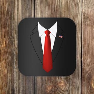 Funny President Trump Suit Lazy Halloween Costume Usa Flag Gift Coaster