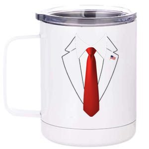 Funny President Trump Suit Lazy Halloween Costume Usa Flag Gift 12 oz Stainless Steel Tumbler Cup