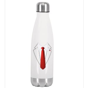 Funny President Trump Suit Lazy Halloween Costume Usa Flag Gift Stainless Steel Insulated Water Bottle