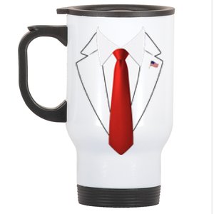 Funny President Trump Suit Lazy Halloween Costume Usa Flag Gift Stainless Steel Travel Mug