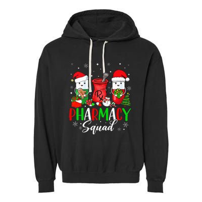 Funny Pharmacy tech Squad Christmas Matching Holiday Pajama Garment-Dyed Fleece Hoodie