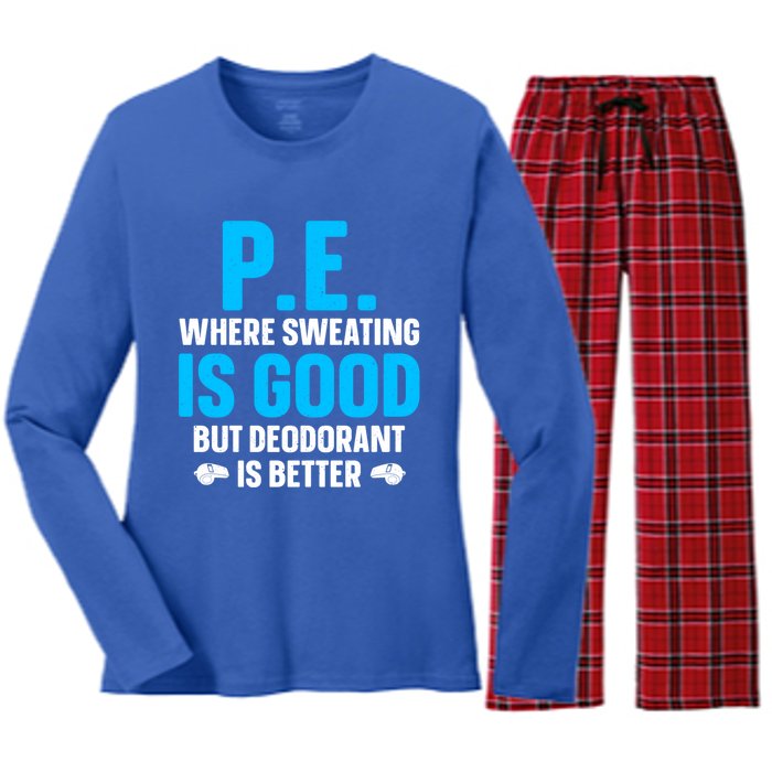 Funny Pe Teacher Art Gym Teacher Appreciation Gift Women's Long Sleeve Flannel Pajama Set 