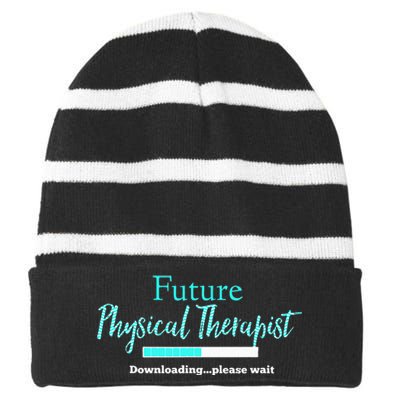 Future Physical Therapist Downloading Please Wait Striped Beanie with Solid Band