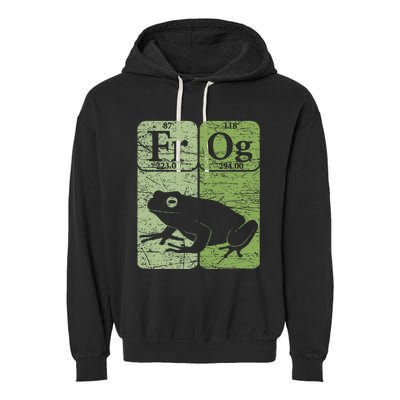 Frog Periodic Table Elements Herpetologist Frog Lover Retro Garment-Dyed Fleece Hoodie