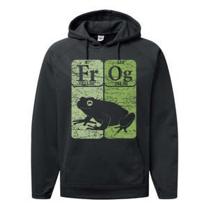 Frog Periodic Table Elements Herpetologist Frog Lover Retro Performance Fleece Hoodie