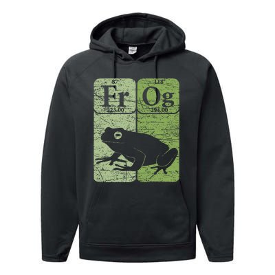 Frog Periodic Table Elements Herpetologist Frog Lover Retro Performance Fleece Hoodie