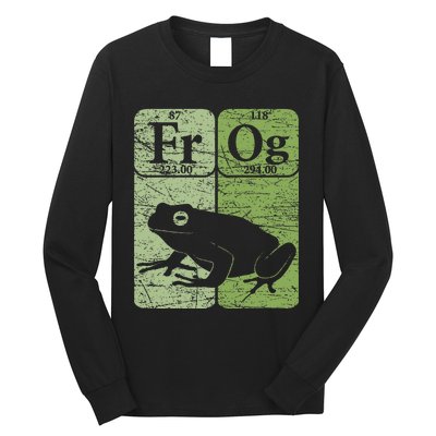 Frog Periodic Table Elements Herpetologist Frog Lover Retro Long Sleeve Shirt