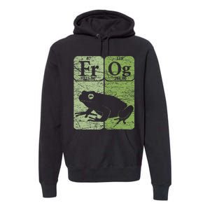 Frog Periodic Table Elements Herpetologist Frog Lover Retro Premium Hoodie