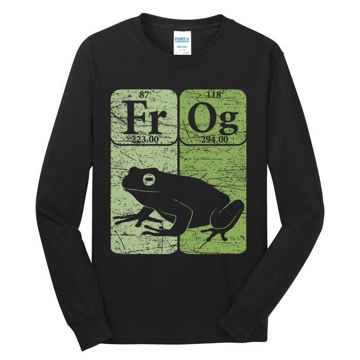 Frog Periodic Table Elements Herpetologist Frog Lover Retro Tall Long Sleeve T-Shirt