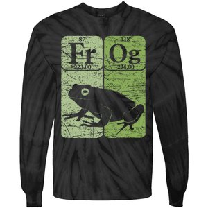 Frog Periodic Table Elements Herpetologist Frog Lover Retro Tie-Dye Long Sleeve Shirt