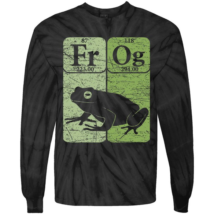 Frog Periodic Table Elements Herpetologist Frog Lover Retro Tie-Dye Long Sleeve Shirt