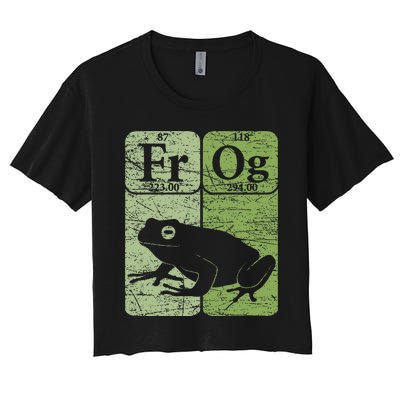 Frog Periodic Table Elements Herpetologist Frog Lover Retro Women's Crop Top Tee