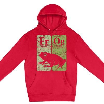 Frog Periodic Table Elements Herpetologist Frog Lover Retro Premium Pullover Hoodie