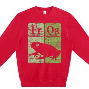 Frog Periodic Table Elements Herpetologist Frog Lover Retro Premium Crewneck Sweatshirt