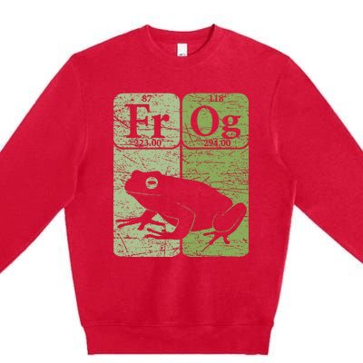 Frog Periodic Table Elements Herpetologist Frog Lover Retro Premium Crewneck Sweatshirt