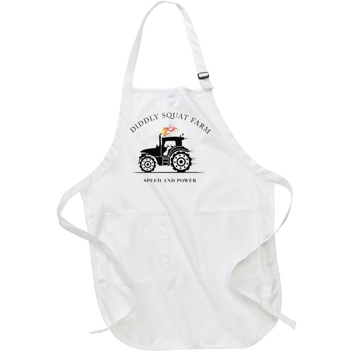 Funny Perfect Tractor Design Diddly Squat Farm Speed And Power Gift Full-Length Apron With Pockets