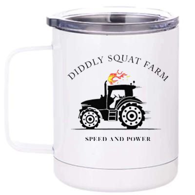 Funny Perfect Tractor Design Diddly Squat Farm Speed And Power Gift 12 oz Stainless Steel Tumbler Cup