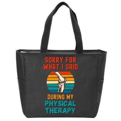 Funny Physical Therapy Surgery Recovery Knee Replacement Zip Tote Bag