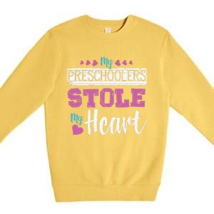 Funny Preschool Teacher Valentine's Day Gift Premium Crewneck Sweatshirt