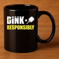 Funny Pickleball Team Clothing Dink Responsibly 11oz C Handle Ceramic Mug
