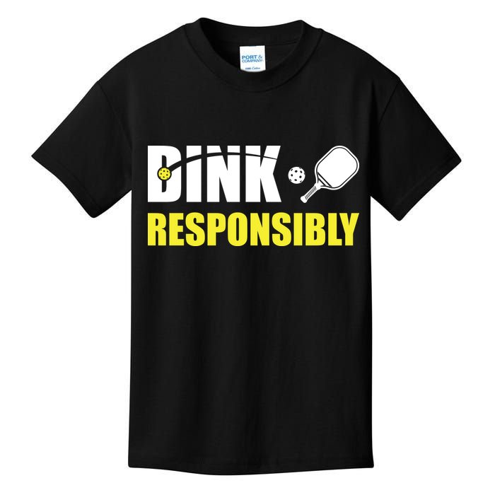 Funny Pickleball Team Clothing Dink Responsibly Kids T-Shirt