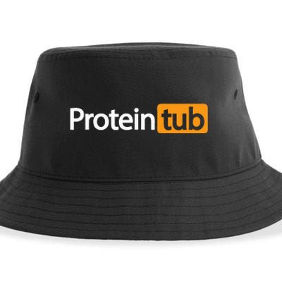 Funny Protein Tub Fun Adult Humor Joke Workout Fitness Gym Sustainable Bucket Hat