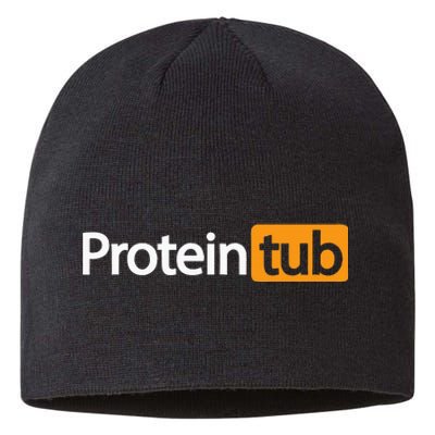 Funny Protein Tub Fun Adult Humor Joke Workout Fitness Gym Sustainable Beanie