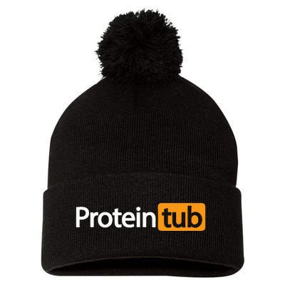 Funny Protein Tub Fun Adult Humor Joke Workout Fitness Gym Pom Pom 12in Knit Beanie