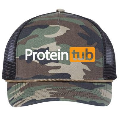 Funny Protein Tub Fun Adult Humor Joke Workout Fitness Gym Retro Rope Trucker Hat Cap