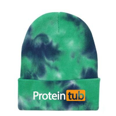 Funny Protein Tub Fun Adult Humor Joke Workout Fitness Gym Tie Dye 12in Knit Beanie