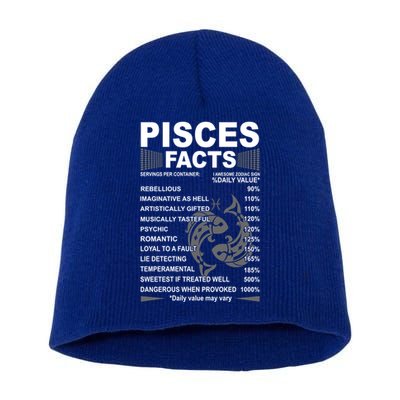 Funny Pisces Tee Pisces Facts Awesome Zodiac Sign Gift Short Acrylic Beanie