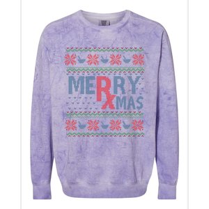 Funny Pharm Technician Xmas Pharmacist Ugly Christmas Cpht Gift Colorblast Crewneck Sweatshirt