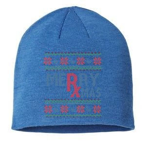 Funny Pharm Technician Xmas Pharmacist Ugly Christmas Cpht Gift Sustainable Beanie