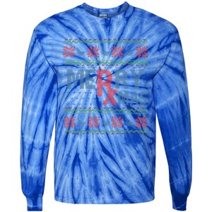 Funny Pharm Technician Xmas Pharmacist Ugly Christmas Cpht Gift Tie-Dye Long Sleeve Shirt